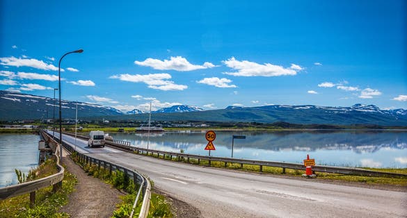 Photo of Lagarfljót Lake at the Town of Fellabær, Eastern Iceland just above Town Egilsstaðir