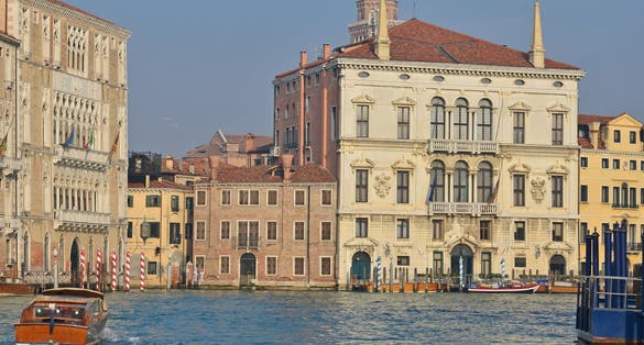 photo of View up the Grand Canal in Venice, looking north towards San Toma with Museum of Ca'Rezzonicco on the left