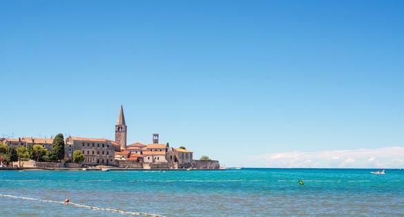 Photo of beautiful beach of Porec, Croatia.