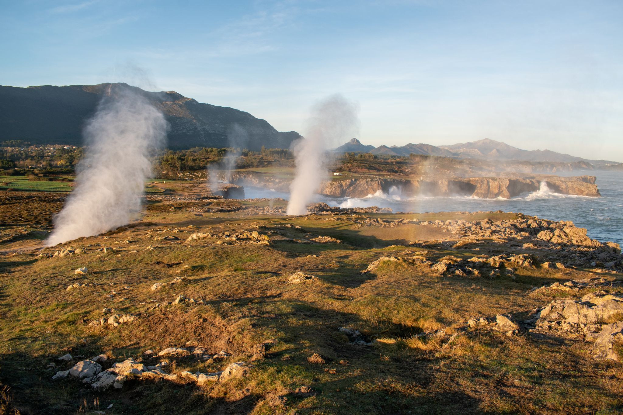 photo of blowholes 'Bufones de Pria' after a storm in Llanes, Asturias, Spain.