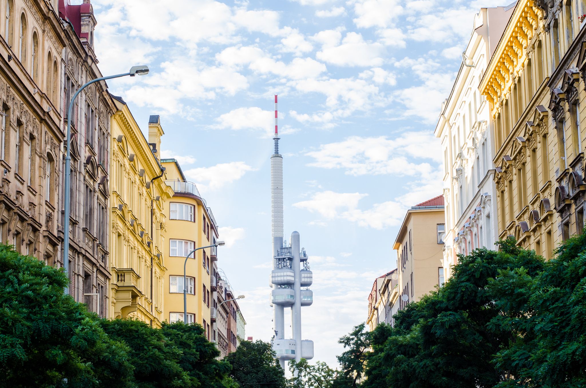 Photo of Zizkov Television Tower in Prague, Czech Republic.