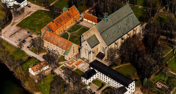 photo of aerial view of Vadstena Abbey in Vadstena ,Sweden.