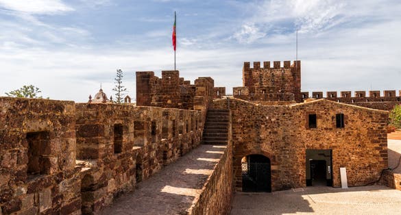 Silves Castle.  A medieval fortress built by the Moorish empire/caliphate in the Algarve region of Portugal.  