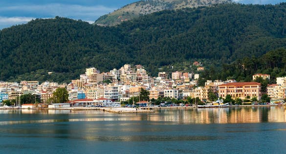 photo of panoramic Igoumenitsa city and harbor Thesprotia Greece.