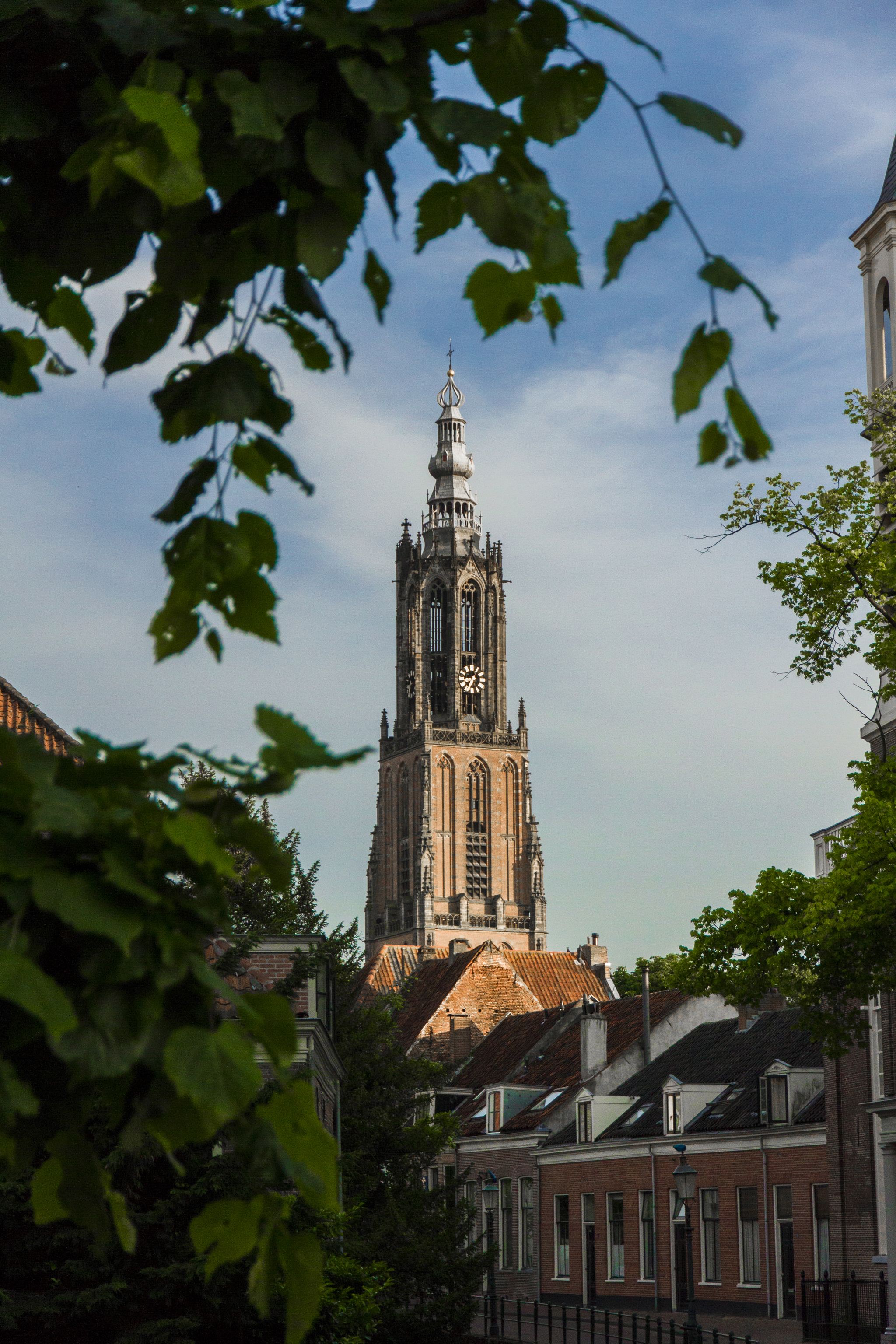 photo of medieval church tower Onze Lieve Vrouwetoren in Amersfoort, Netherlands.