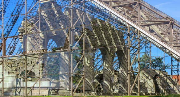 Cathedral Ruins in Hamar. The arches are today protected by one of the most ambitious construction projects. Norway.