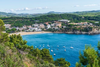 Views of "De la Fosca" beach in Palamós, Girona, Catalonia, Spain.