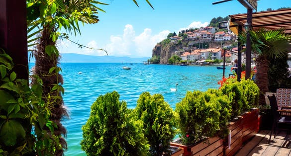 Photo of Idyllic view of the Ohrid lake, North Macedonia.