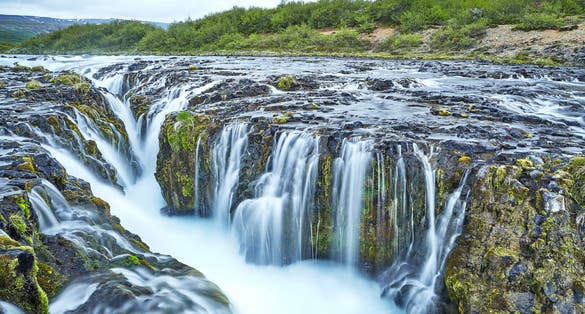 photo of detail of Bruarfoss waterfall in Iceland.