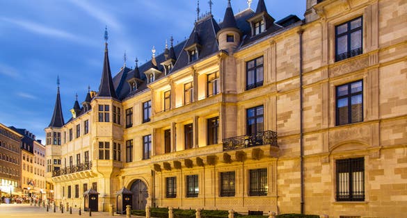 photo of grand ducal palace in the dusk, Luxembourg city.