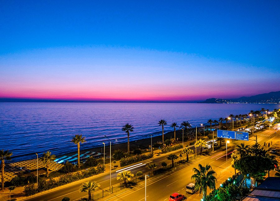 photo of İncekum Nature Park at night in Antalya, Turkey.