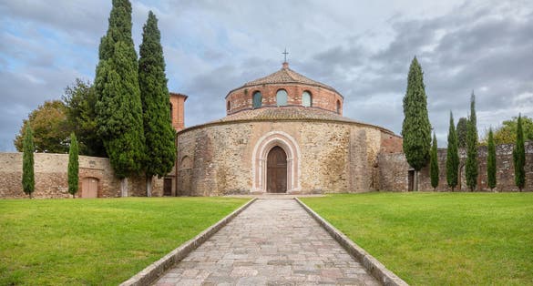photo of view of Perugia, Italy. View of Chiesa di San Michele Arcangelo 5th century church known for its circular shape