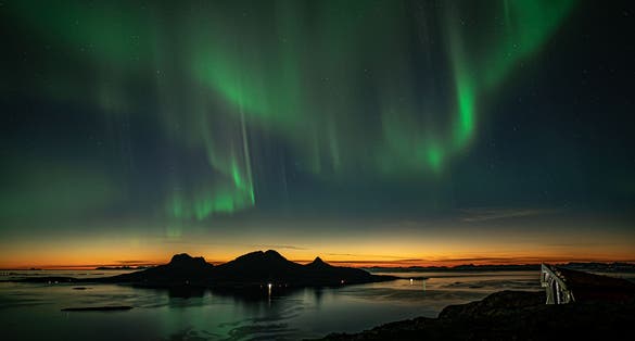 photo of view of  Aurora in Norway Landegode Bodø.