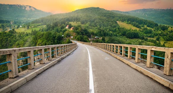 Photo of Djurdjevica Tara Bridge is a concrete arch bridge over the Tara River in northern Montenegro. 365m long and the roadway stands 172 metres above the river.