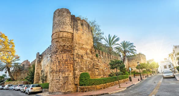 Preserved remains of Alcazaba fortress in Marbella, Andalusia, Spain