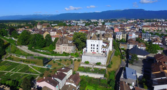 photo of aerial view of Nyon Castle in Geneva ,Switzerland.