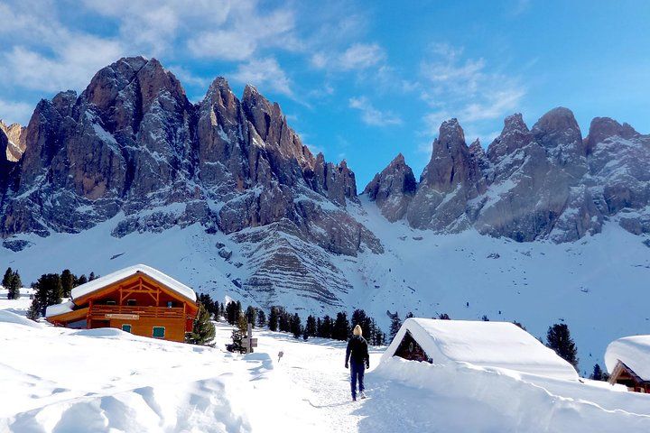Dolomites of Bolzano Winter Hiking & Sledding Experience