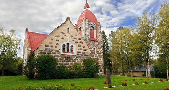 Photo of old stone church Kajaani ,Finland.
