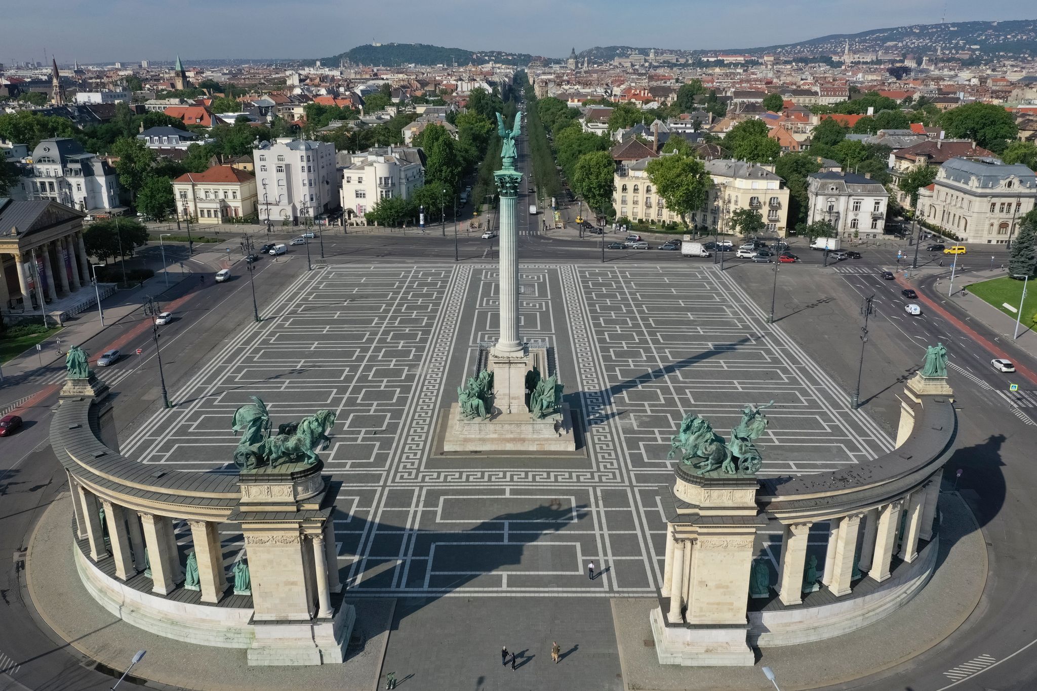 Photo of Heroes' Square or the Millennium Monument is the most important attraction of the city, Budapest, Hungary.