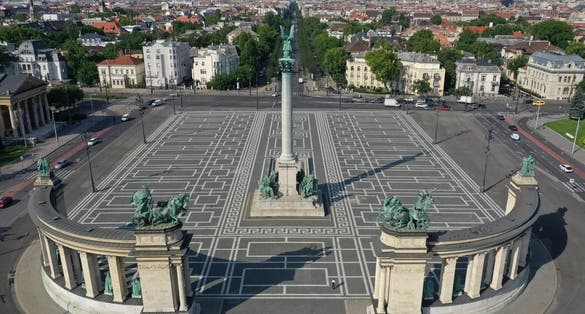 Photo of Heroes' Square or the Millennium Monument is the most important attraction of the city, Budapest, Hungary.
