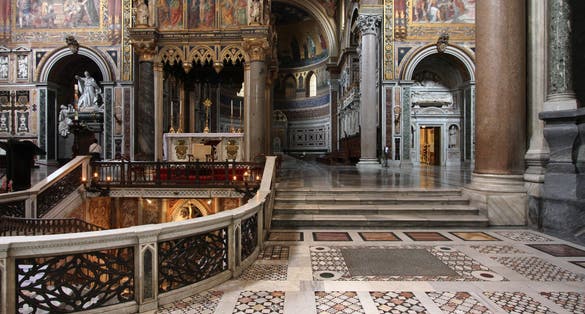 photo of view of Rome, Italy - famous Papal Archbasilica of St. John Lateran, officially the cathedral of Rome. Baroque interior, Rome, Italy.