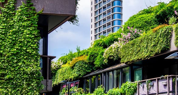 Eindhoven, The Netherlands, June 29th, 2021. Hanging gardens by architect Neave Brown.