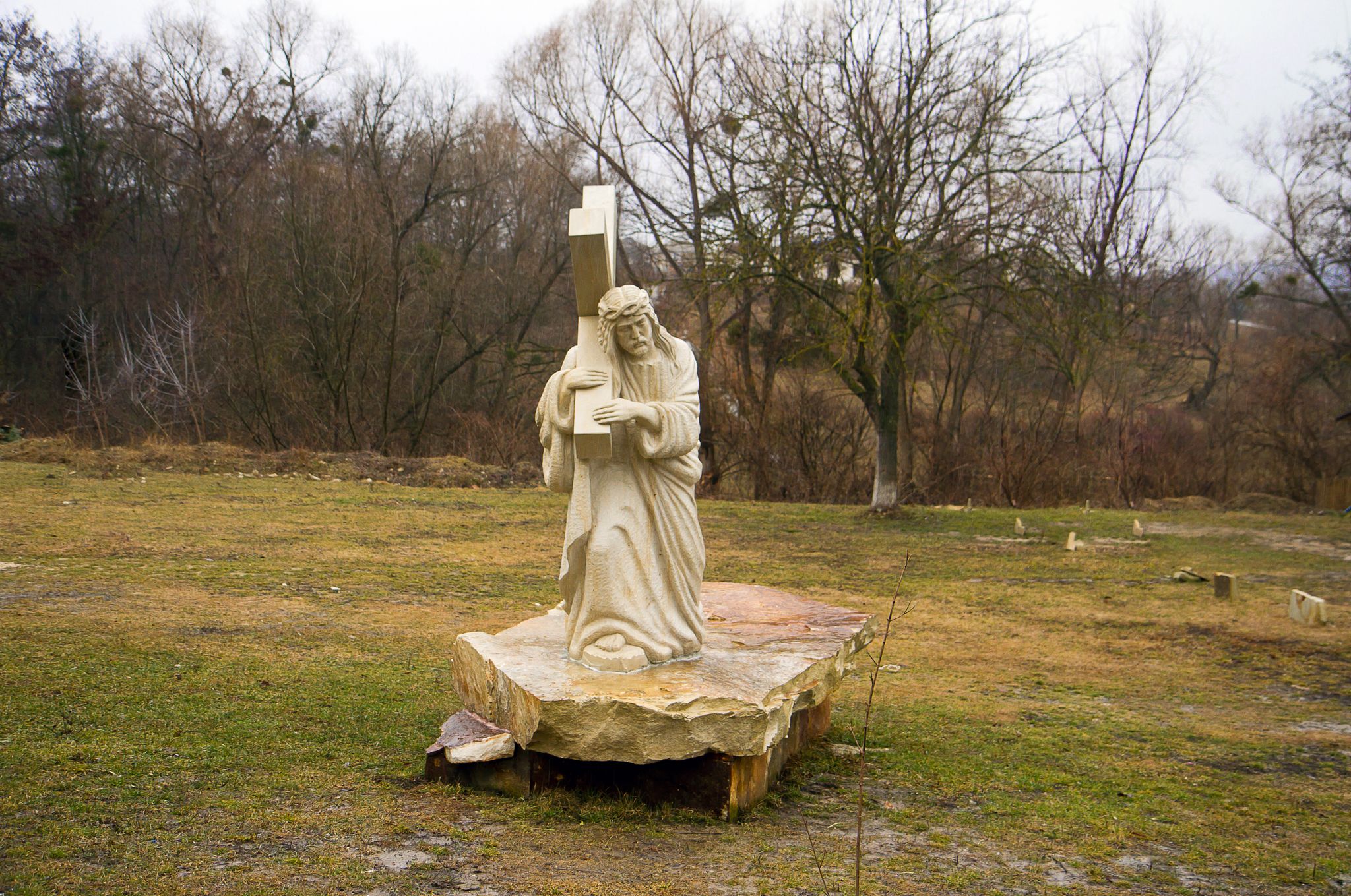 Photo of Sculpture of Jesus Christ carrying the cross in the monastery Condrita ,Moldova.