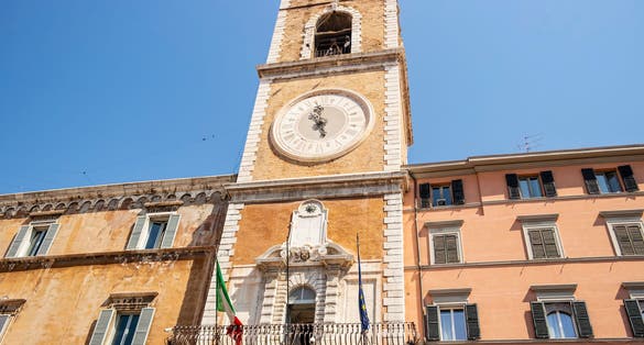 View of the prefecture of Ancona in the Piazza del Plebiscito, Marche - Italy.