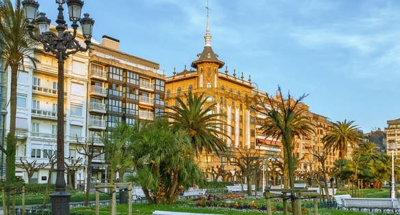Photo of Alderdi Eder gardens is beautiful gardens along the bay in San Sebastian, Spain .
