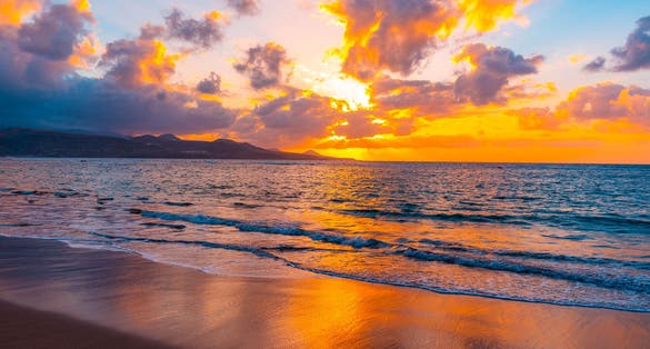 Photo of magical sky sunset at the Las Canteras beach in Las Palmas, Gran Canaria , Spain.
