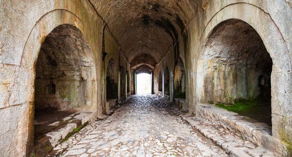 Photo from inside of Rozafa Castle Museum that is a ruined medieval fortress and castle in Shkoder city.