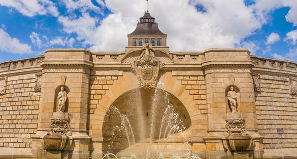 Photo of fountain shafts Brave. Monuments and landmarks in the city of Szczecin, Poland.