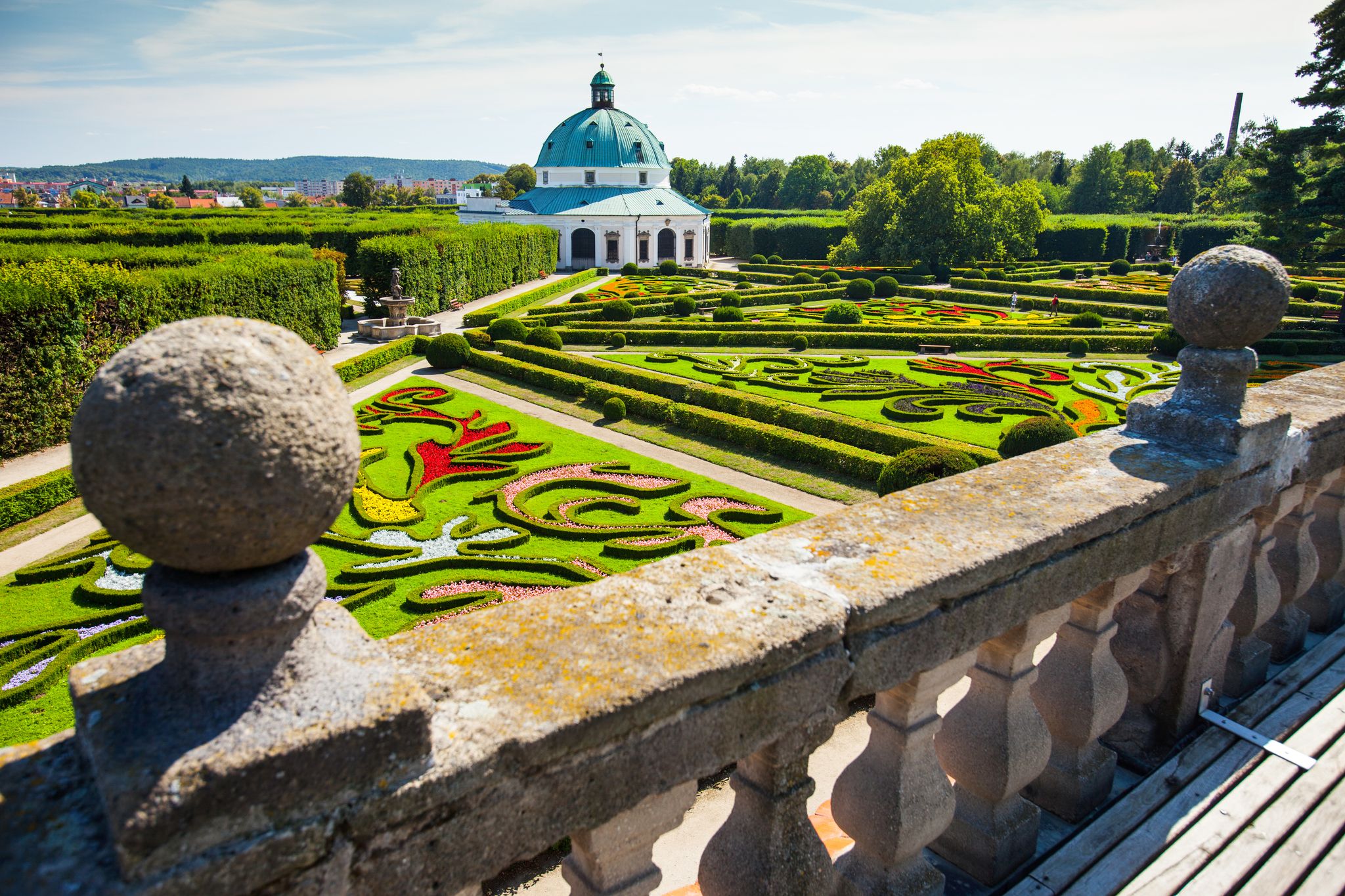 Photo of flower garden of Castle in Kromeriz, Czech Republic.