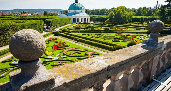 Photo of flower garden of Castle in Kromeriz, Czech Republic.