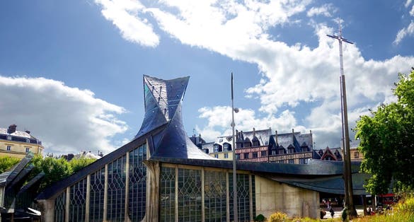 Photo of Church of St. Joan of Arc museum Rouen is a city on the River Seine in northern France. It is the prefecture of the region of Normandy and the department of Seine-Maritime.