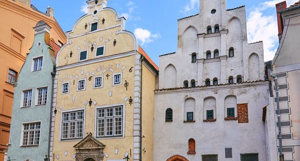 photo of building complex of old buildings - The three brothers - Riga, Latvia.