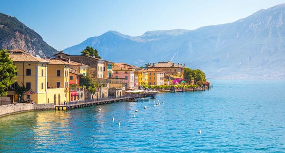 photo of view of Gargnano village, Garda Lake, Brescia, Italy.