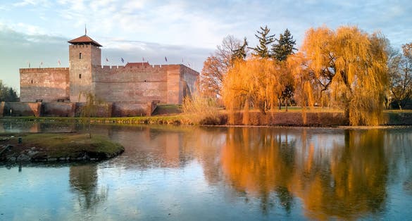 photo of view of Gyula fortress, Hungary, the only remaining brick-built medieval fortress, Gyula, Hungary.