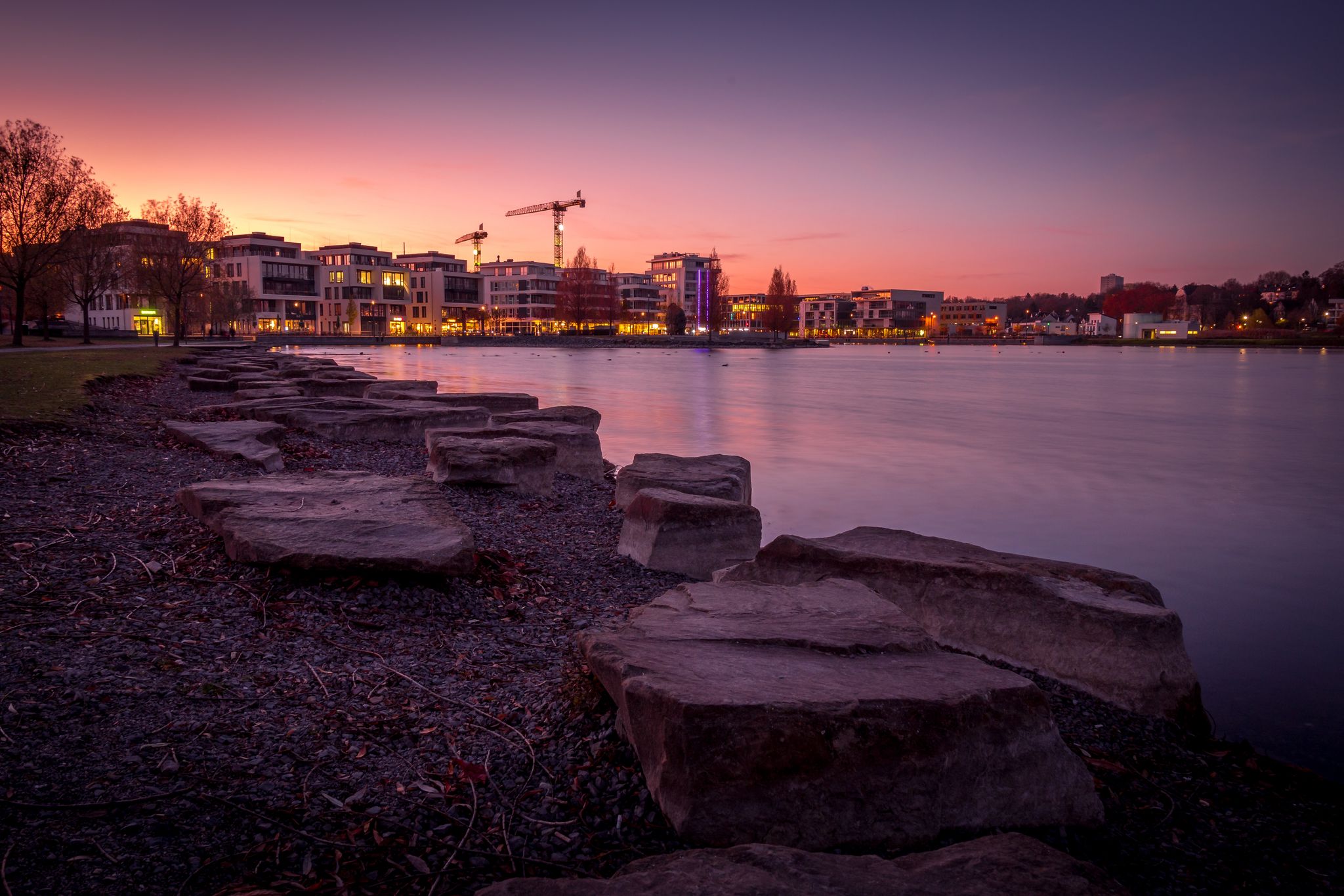 photo of Phoenix See in Dortmund at sunset,DüsseldorfGermany.