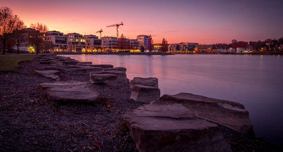photo of Phoenix See in Dortmund at sunset,DüsseldorfGermany.