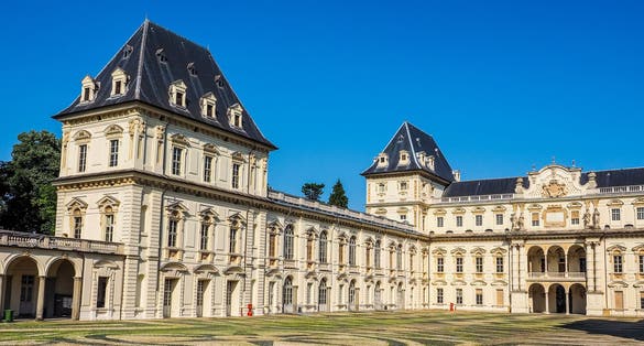 photo of Castello del Valentino baroque castle in Turin, Italy HDR .