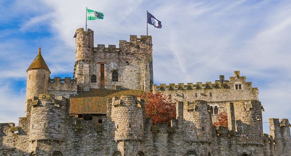 Photo of background Gravensteen castle in Gent ,Belgium.