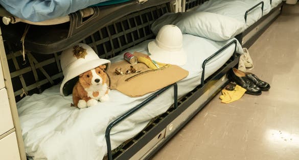  Royal Yacht Britannia docked at the Ocean Terminal. Bedrooms on board the vessel where the sailors slept. 90% focus, some noise. Rooms where the marines lived.