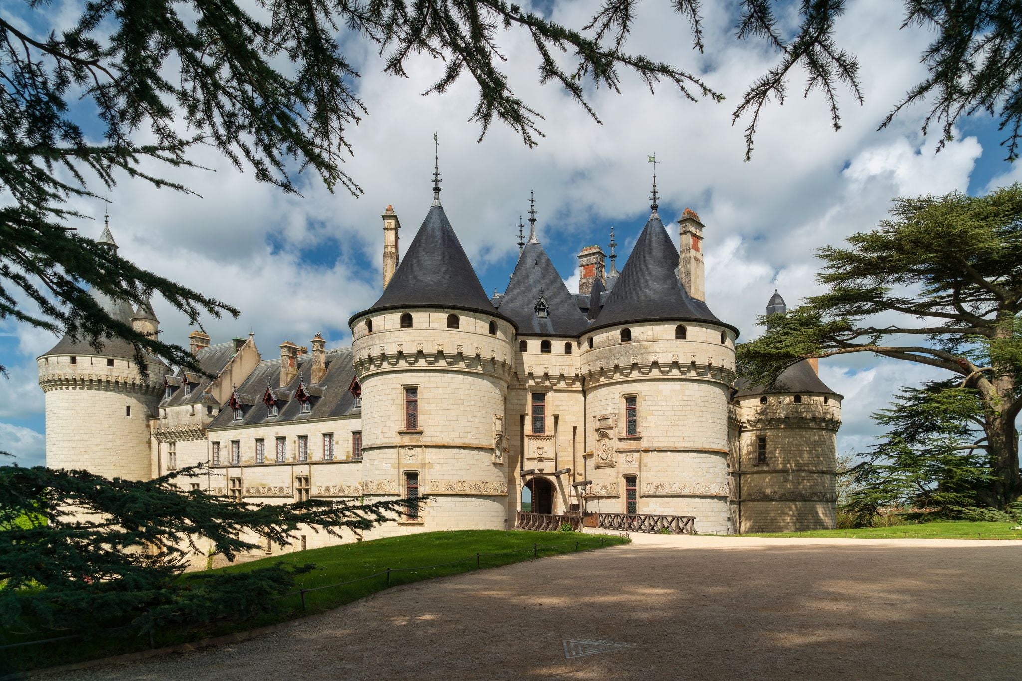 photo of view of View of the Chateau Chaumont-sur-Loire, a medieval castle on the banks of the Loire, between the towns of Amboise and Blois on a sunny summer day, Loir-et-Cher, France