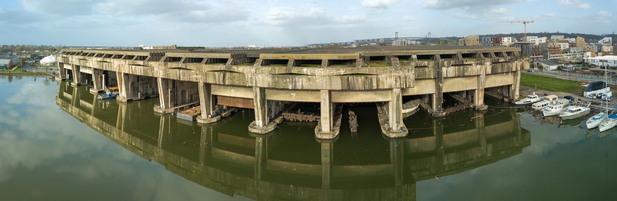 Gironde, Bordeaux, AERIAL VIEW, Zone CLASSEE WORLD HERITAGE OF UNESCO, FLOATING BASINS, UNDERWATER BASE, AERIAL View