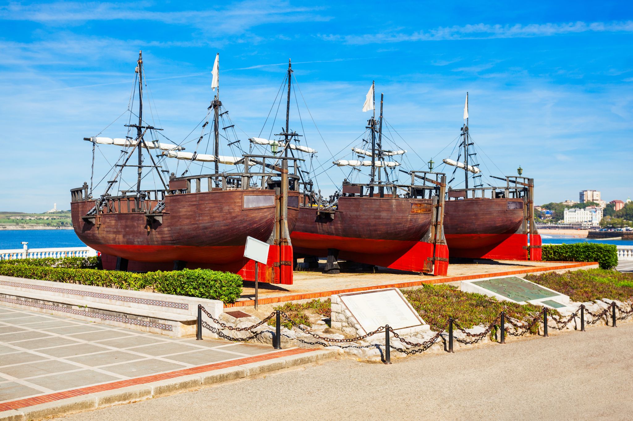Photo of Santander city beach aerial panoramic view.