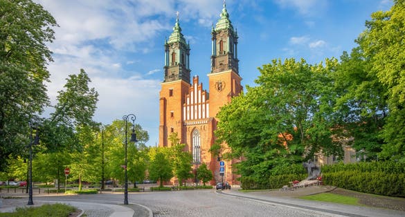 Poznan, Poland. View of gothic brick-built Cathedral.