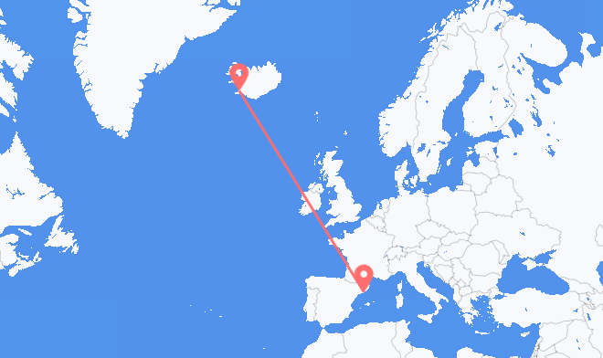 Barcelona to Reykjavik
