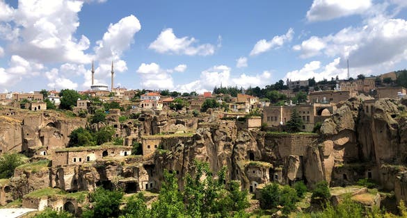 Panoramic view towards Güzelyurt Monastery Valley and Church Mosque.