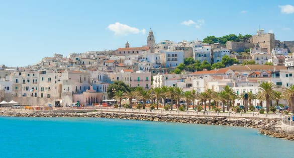 View of Vieste in front of adriatic sea Italy